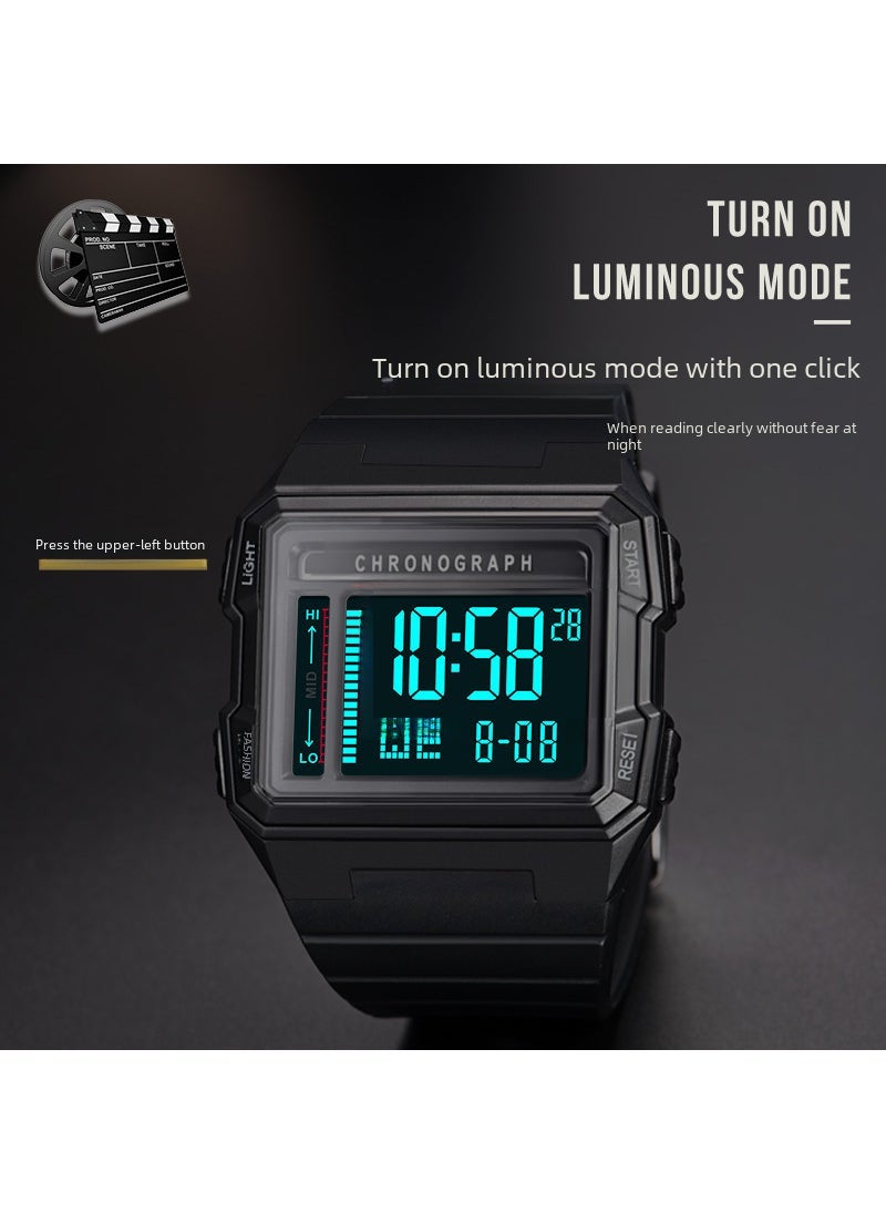 Generic - Dive Series Square LED Sports Watch 50ATM Waterproof Card Blue 50 m Waterproof Luminous Fall Resistance - Image 1