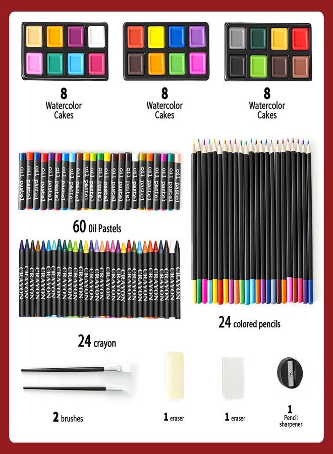 GOTIDEAL 143 Piece Deluxe Art Set,Art Supplies with 3 Drawing Pads,Waterclolr Paints,Crayons,Colored Pencils,Paint Set in Wooden Case,Professional Art Kit Gift,Adults,Teens,Beginners（Auburn） - Image 2