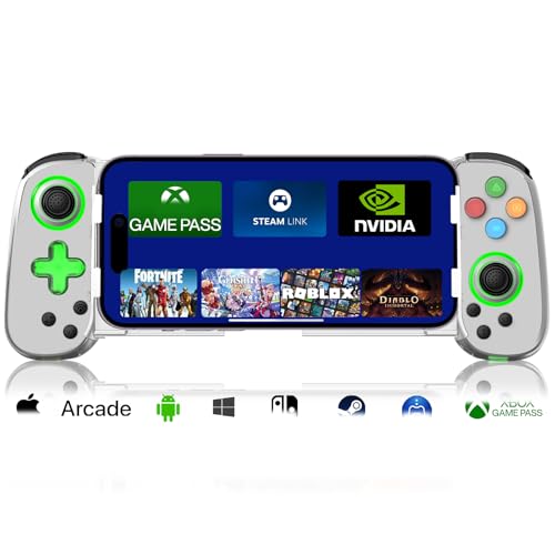 arVin Wireless Gaming Controller for iPhone, Android with Phone CASE Support & Green Light, Bluetooth Gamepad for iPhone/iPad/Samsung/Tablet/Switch/PS4/PC, Call of Duty Mobile, Genshin Impact, Diablo - Image 1