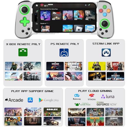arVin Wireless Gaming Controller for iPhone, Android with Phone CASE Support & Green Light, Bluetooth Gamepad for iPhone/iPad/Samsung/Tablet/Switch/PS4/PC, Call of Duty Mobile, Genshin Impact, Diablo - Image 3