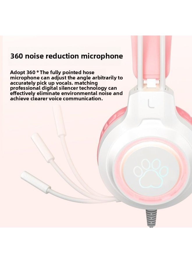 Generic Computer Headset Wired Noise Reduction Game Cat Ear Magic Color Electronic Competition Desktop Notebook With Microphone Microphone-Color:Snow Blue With Cat Ears (wireless Bluetooth Version★Rgb Lighting Effect★Thousand-yuan Sound Quality★Comes With A Removable Microphone/2 Types Of Ears)  - Image 5