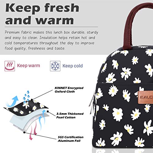 BALORAY Lunch Bag for Women Men Insulated Lunch Box for Adult Reusable Lunch Tote Bag for Work, Picnic or Travel (Daisy) - Image 3