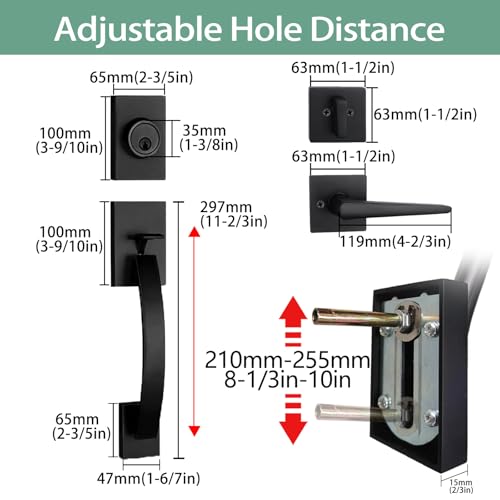 NEWBANG Matte Black Lever Handle for Single Front Door,Heavy Duty Handleset with Deadbolt for Offices or Entry Entrance, MDHST2017DB-BR - Image 2