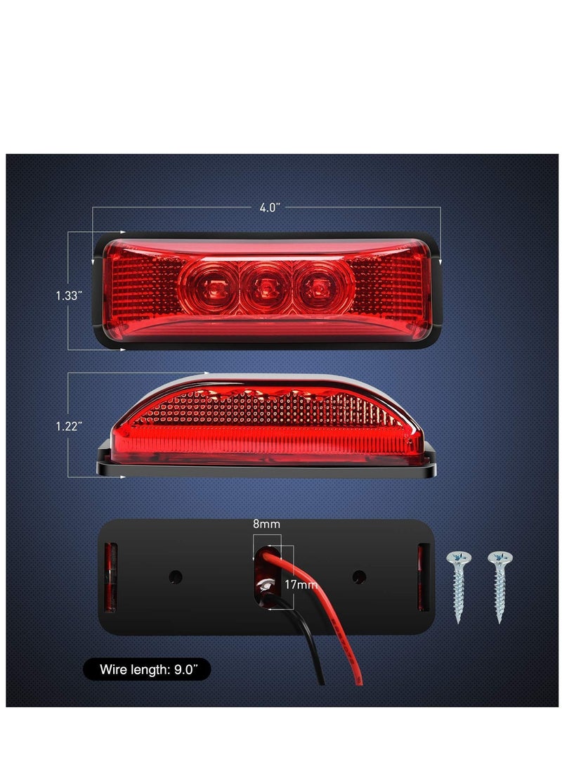 4PCS 3.9 Inch 3 Led Truck Trailer Light Front Rear LED Side Marker Lights - Image 4