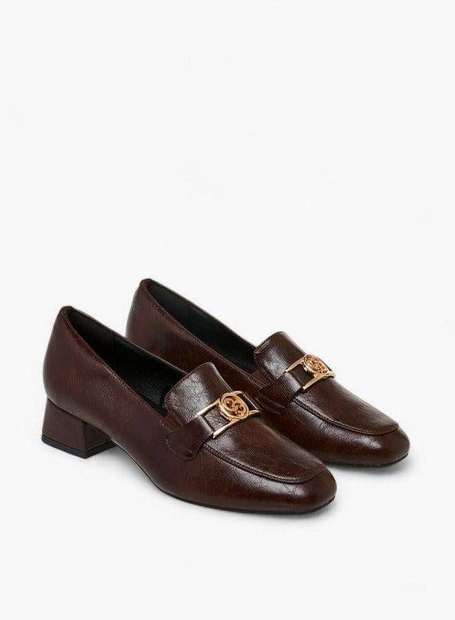 Celeste Women's Metal Accent Slip-On Loafers with Block Heels - Image 3