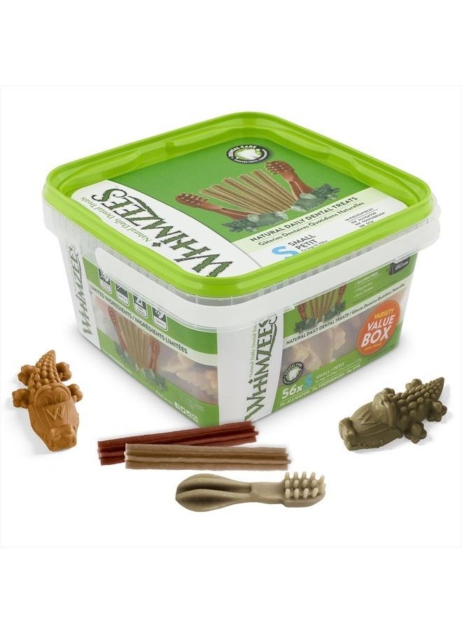 WHIMZEES - Natural Dental Dog Chew Long lasting, Variety Box Mixed Shapes, Small, 56 Pieces - Image 1