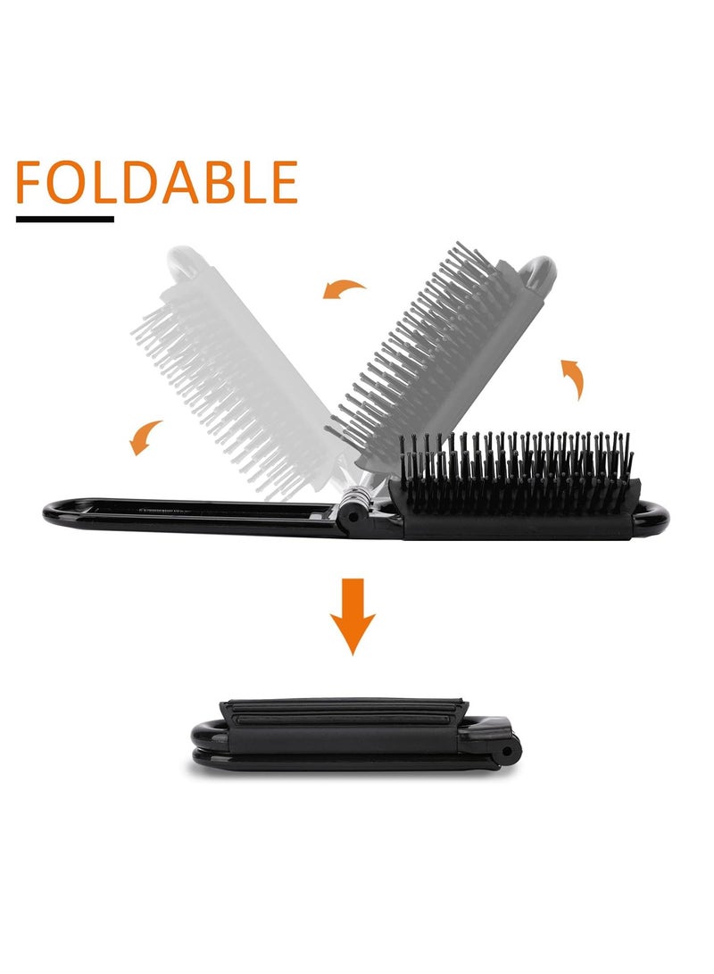 Generic Portable Travel Hair Brush, Small Foldable Hairbrush Compact Hair Brush with Mirror and Round Tip Nylon Bristles for Women and Men, Mini Pocket Size Comb for Car Gym Bag Purse Locker,Black - Image 5