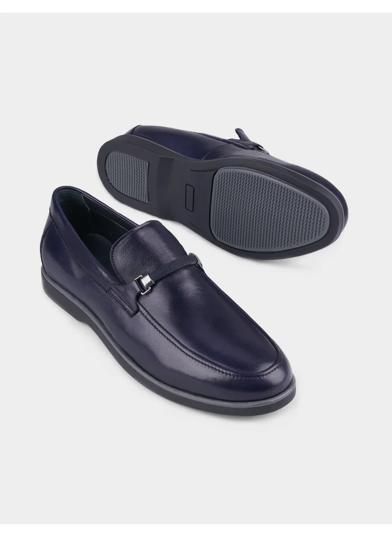 Cabani Leather Navy Blue Men's Casual Shoes