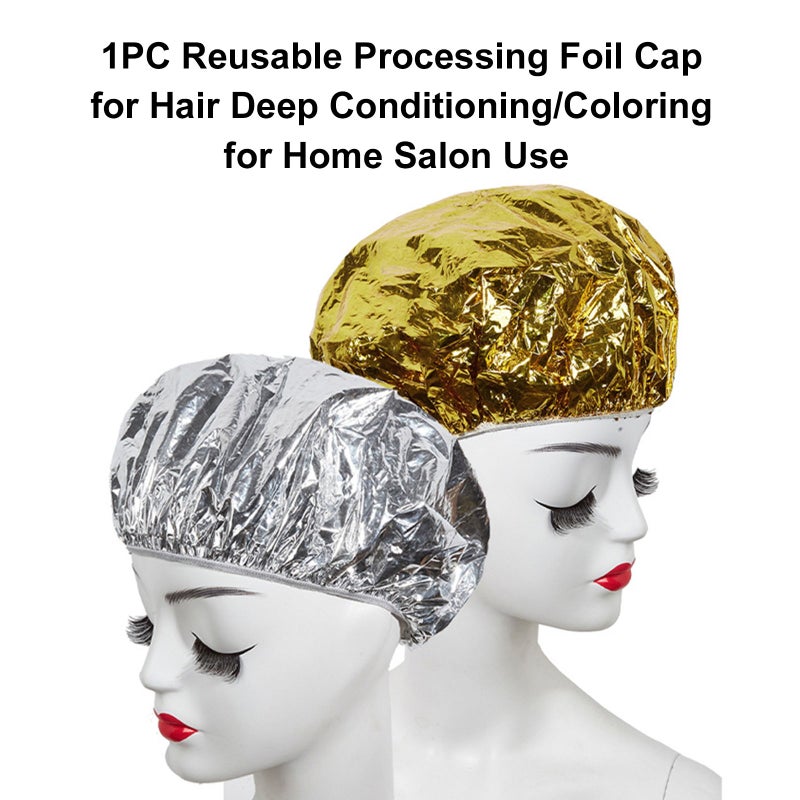 Reusable Processing Cap for Hair Deep Conditioning Cap Coloring Cap for Hair Aluminum Thermic Silver Foil Cap for Home Salon Use - Image 3