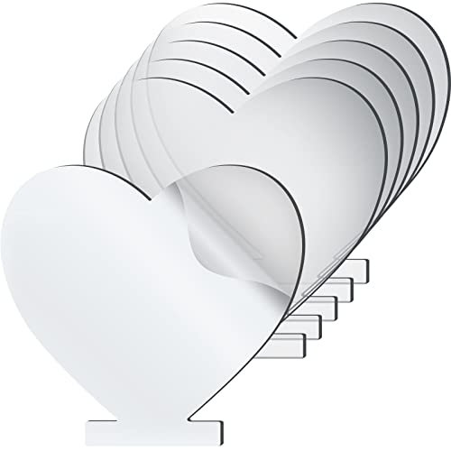 Tenare 6 Pieces 2 mm Acrylic Sheet Transparent LED Film for LED Light Base Thick Clear Screen with Protective Film Acrylic Blanks for Galentine's Day Table Signs DIY Display Craft(Heart) - Image 1