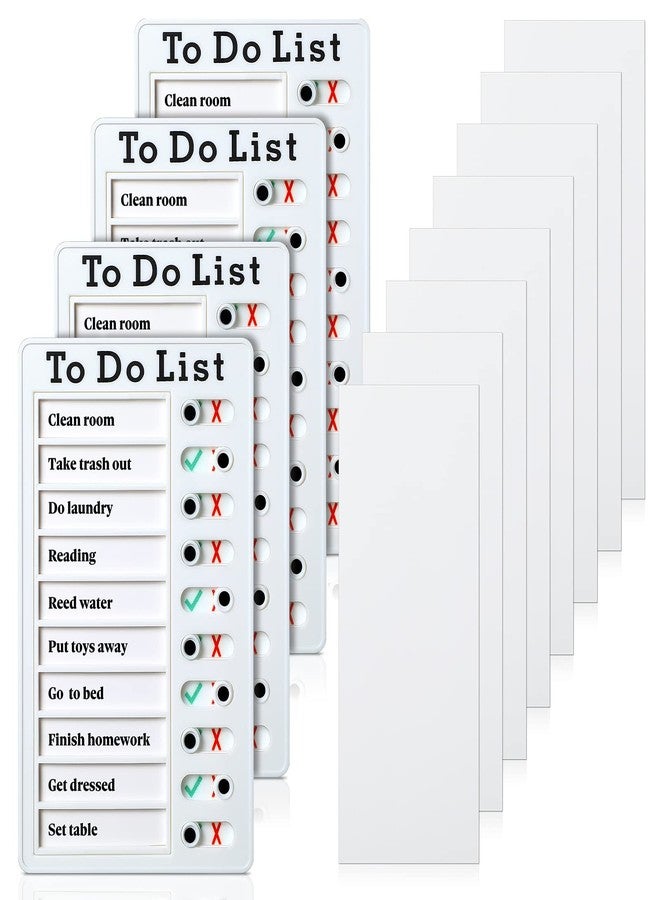 Epakh 4 Pieces Chore Chart for Kids to Do List Chores Boards Plastic RV Checklist Boards Memo Detachable Message Checklist Slider Schedule Planning Chart with 8 Cardstock for Check Items(White) - Image 1