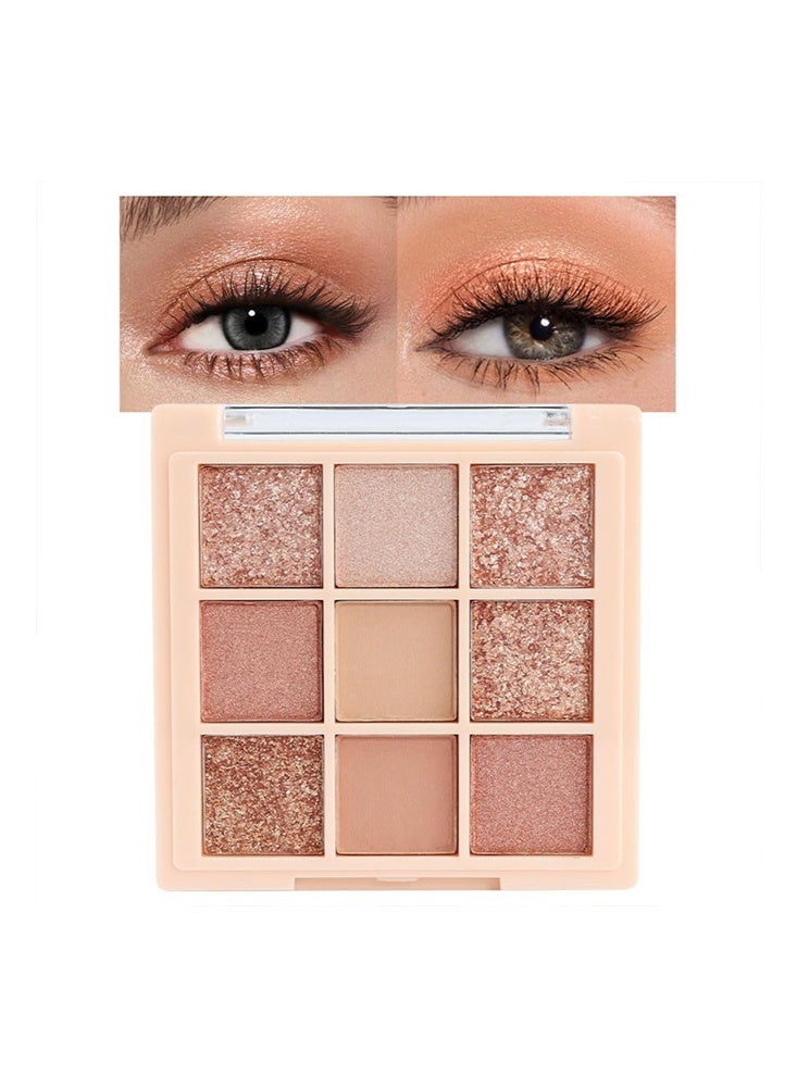 ديكالو باليت ظلال عيون بـ 9 ألوان شامبانيا وذهب وردي، مكياج ظلال عيون شديدة الصباغة لامعة باللون الوردي، باليت ظلال عيون عارية مع لمعة لامعة، ظلال عيون طويلة الأمد مقاومة للماء وسهلة الدمج بمظهر طبيعي #04 - Image 1