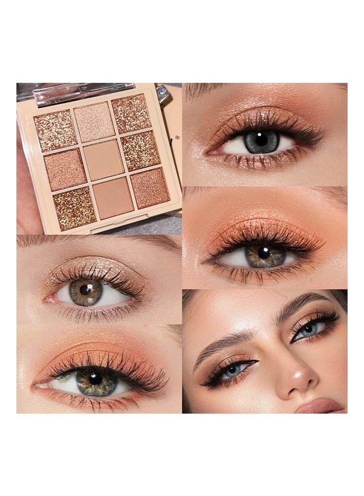 ديكالو باليت ظلال عيون بـ 9 ألوان شامبانيا وذهب وردي، مكياج ظلال عيون شديدة الصباغة لامعة باللون الوردي، باليت ظلال عيون عارية مع لمعة لامعة، ظلال عيون طويلة الأمد مقاومة للماء وسهلة الدمج بمظهر طبيعي #04 - Image 2