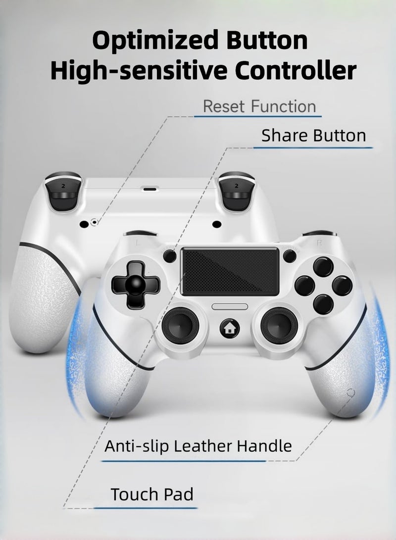 كول رابي وحدة تحكم ألعاب لاسلكية لجهاز بلاي ستيشن 4، متوافقة مع PS4/Pro/Slim/PC، مزودة بمقبض مانع للانزلاق من الجانبين وكابل USB-C، لون أبيض - Image 4