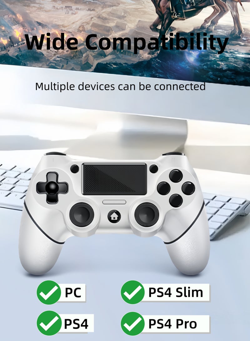كول رابي وحدة تحكم ألعاب لاسلكية لجهاز بلاي ستيشن 4، متوافقة مع PS4/Pro/Slim/PC، مزودة بمقبض مانع للانزلاق من الجانبين وكابل USB-C، لون أبيض - Image 3