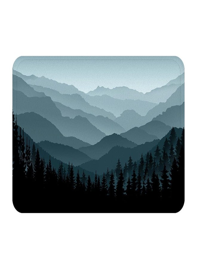 Careyoungs Forest Bath Rug Mountain Nature Tree Happy Camper RV Door Mat, Memory Foam Bathroom Mat 29.5L x 17.7W Inches (75Lx45Wcm) (Grey Blue) - Image 1