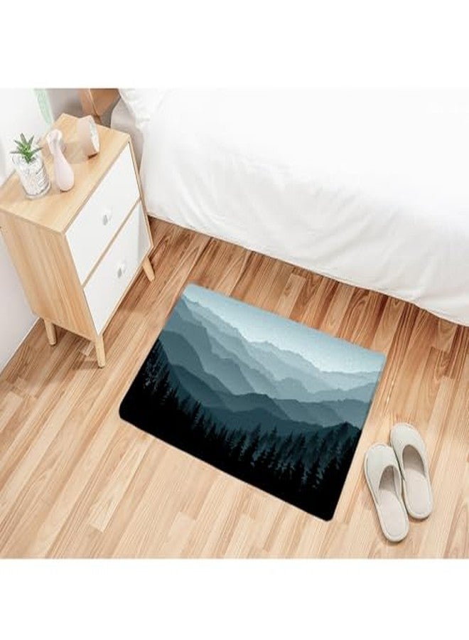 Careyoungs Forest Bath Rug Mountain Nature Tree Happy Camper RV Door Mat, Memory Foam Bathroom Mat 29.5L x 17.7W Inches (75Lx45Wcm) (Grey Blue) - Image 4