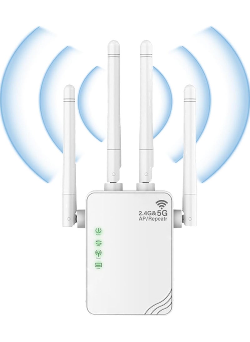 موسع WiFi، إشارة WiFi. 5G ثنائي النطاق 1200 ميجا بت في الثانية أسرع موسعات WiFi طويلة المدى معززة تغطي ما يصل إلى 9956 قدم مربع. مقوي إشارة موسعات WiFi للمنزل، مكرر الإنترنت. - Image 1