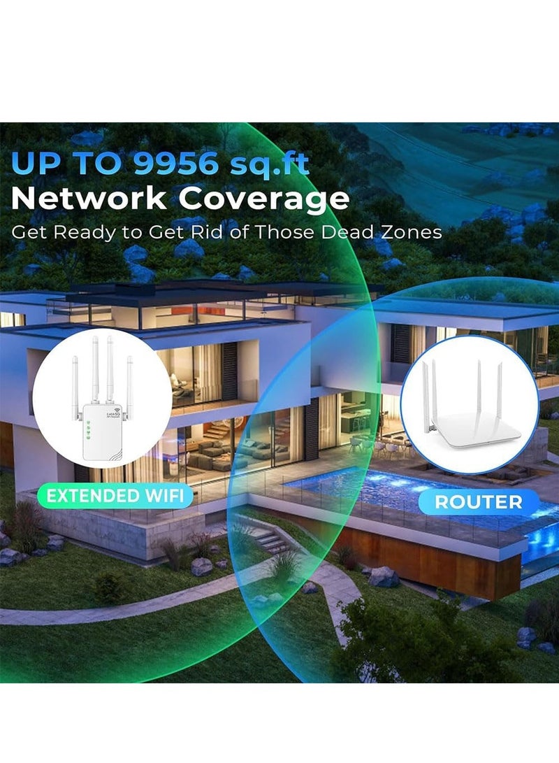 موسع WiFi، إشارة WiFi. 5G ثنائي النطاق 1200 ميجا بت في الثانية أسرع موسعات WiFi طويلة المدى معززة تغطي ما يصل إلى 9956 قدم مربع. مقوي إشارة موسعات WiFi للمنزل، مكرر الإنترنت. - Image 5