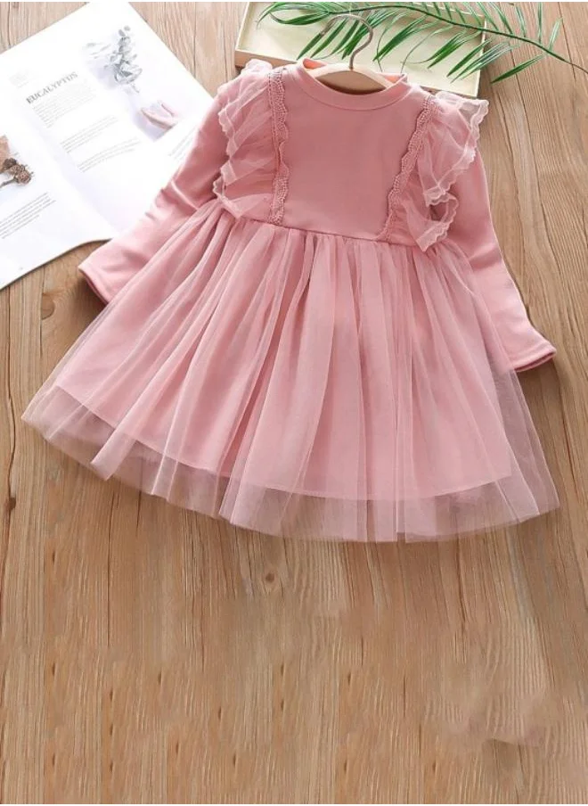 يونيكي Mauve Fit & Flare Crew Neck Plain Dress