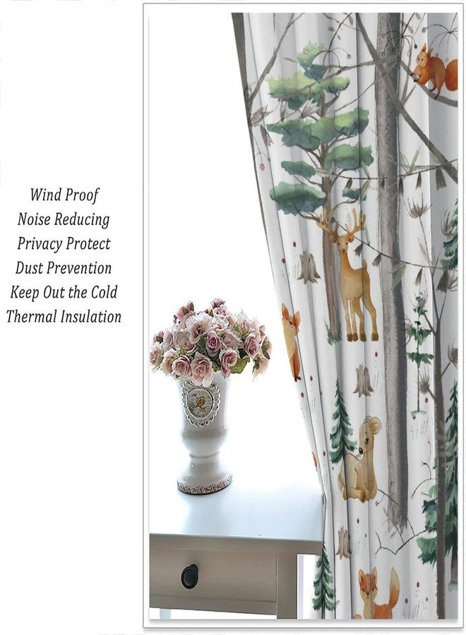 YCness Kid Forest Animal Curtains, Woodland Animal Fox Elk Bear Watercolor Print Curtains for Nursery Bedroom Living Room,Rustic Wild Animal Window Drapes 2 Panel Set,42x45 Inch - Image 5