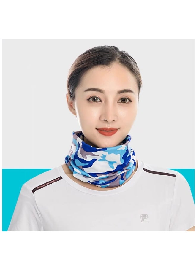 2 Pieces of Cycling Ice Silk Masks, Outdoor Sun Protection, Magic Headscarves, Men and Women Sports Multifunctional Scarves, Light Gray - Image 2