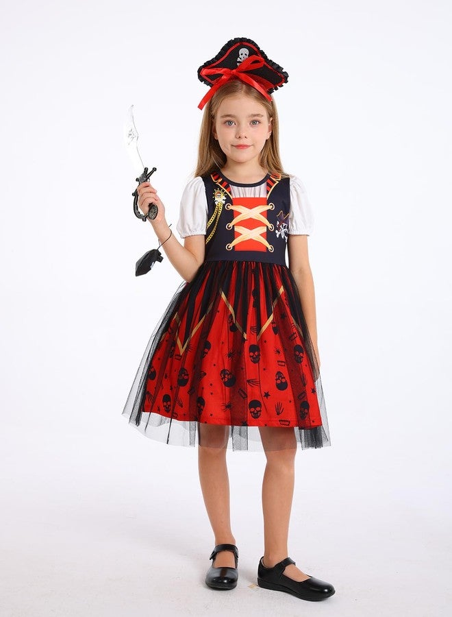 WonderBabe Girls Pirate Halloween Costumes Buccaneer Dress Kids Halloween Cosplay Party Outfits with Accessories size 3-4t - Image 3