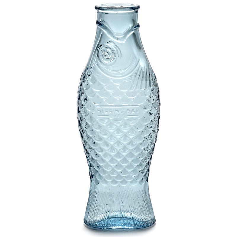 Serax Glass Water Pitcher | Fish & Fish glassware by Paola Navone | Wine Carafe Decanter 28.74 fl oz | Clear Light Blue Bottle Container, hot or cold Drinks | Beverage Dispenser | Suitable as Vase - Image 1