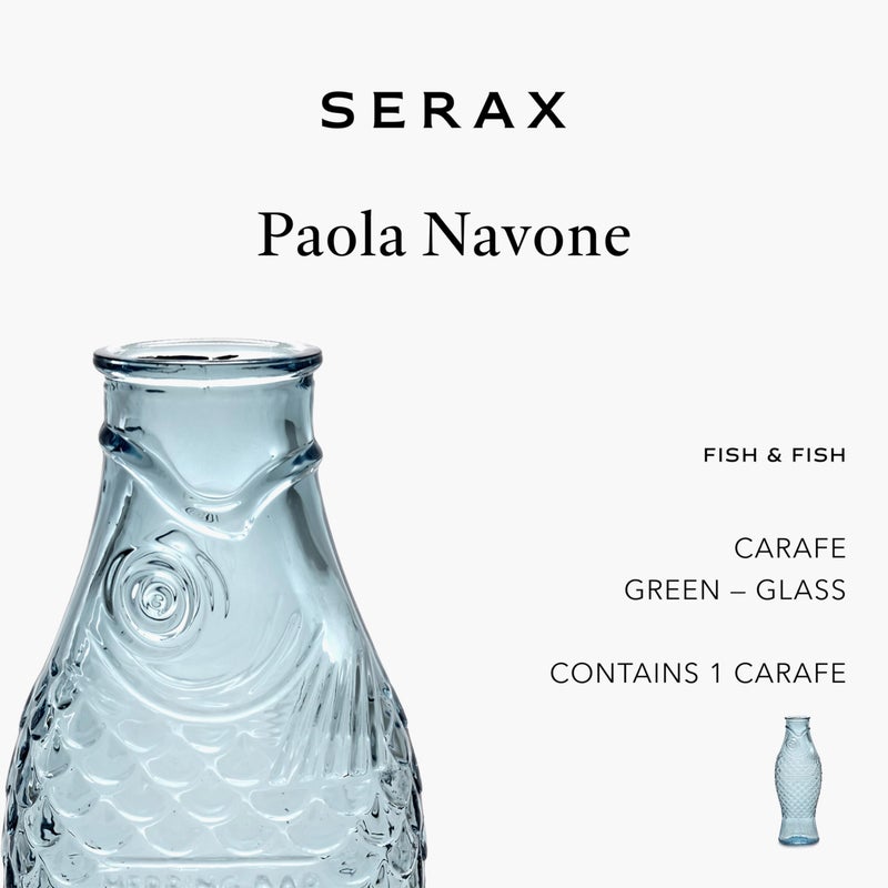 Serax Glass Water Pitcher | Fish & Fish glassware by Paola Navone | Wine Carafe Decanter 28.74 fl oz | Clear Light Blue Bottle Container, hot or cold Drinks | Beverage Dispenser | Suitable as Vase - Image 3