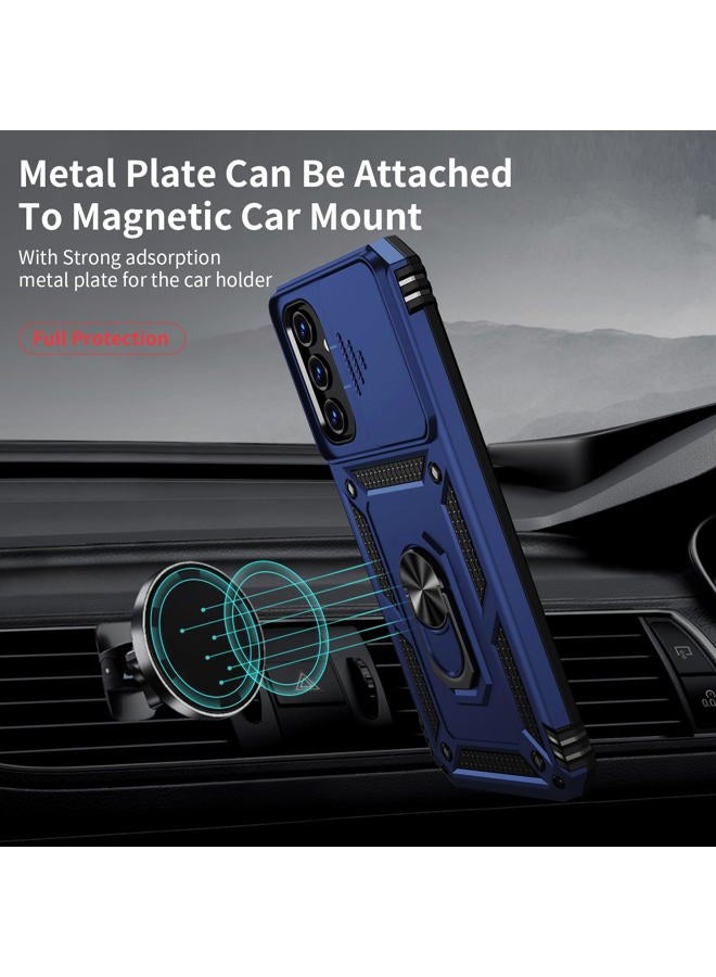Weycolor for Samsung Galaxy A35 5G Case with Camera Lens Cover, HD Screen Protector, 10 FT Military Grade Drop Protection, Magnetic Ring Holder Kickstand Protective Phone Case for Galaxy A35 5G, Navy Blue - Image 2