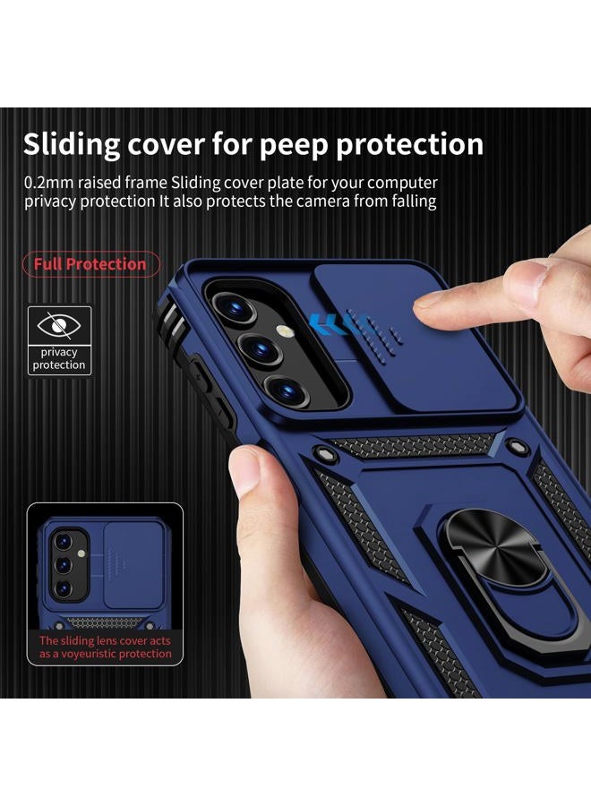 Weycolor for Samsung Galaxy A35 5G Case with Camera Lens Cover, HD Screen Protector, 10 FT Military Grade Drop Protection, Magnetic Ring Holder Kickstand Protective Phone Case for Galaxy A35 5G, Navy Blue - Image 3