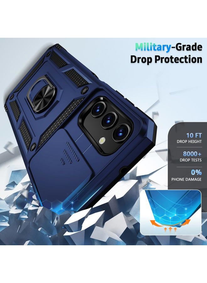 Weycolor for Samsung Galaxy A35 5G Case with Camera Lens Cover, HD Screen Protector, 10 FT Military Grade Drop Protection, Magnetic Ring Holder Kickstand Protective Phone Case for Galaxy A35 5G, Navy Blue - Image 4