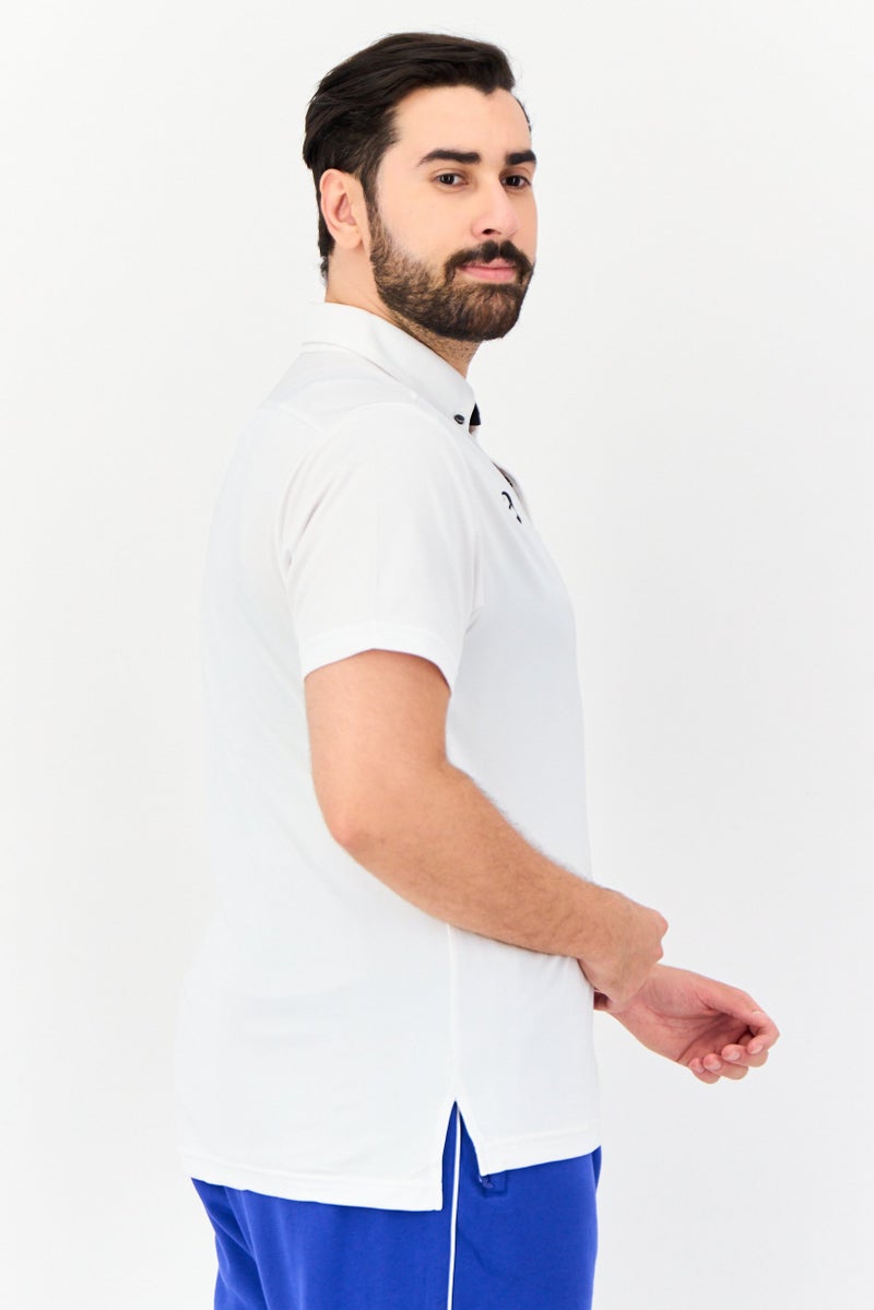 asics Men Sportswear Fit Short Sleeve Outdoor Polo Shirt, White  - Image 2