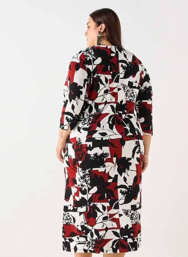 Ulla Popken Floral Print Midi Dress