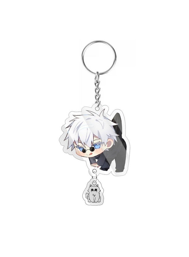 Careflection Jujutsu Kaisen Keychain Pendant Hanging Anime Transparent Acrylic Pendant, Keychain Pendant (Gojo) - Image 1