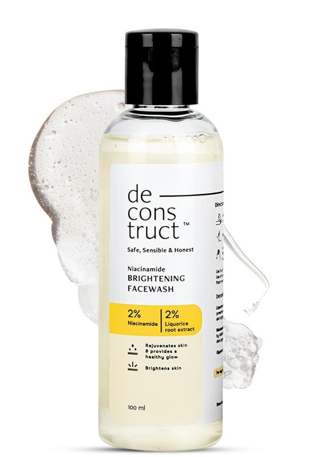 Deconstruct Niacinamide Brightening Facewash | 2% Niacinamide + 2% Liquorice Root Extract | Cleanses, Brightens | Face Wash for Tan Removal, Clear and Bright Skin & Glowing Skin | 100 ml  - Image 1