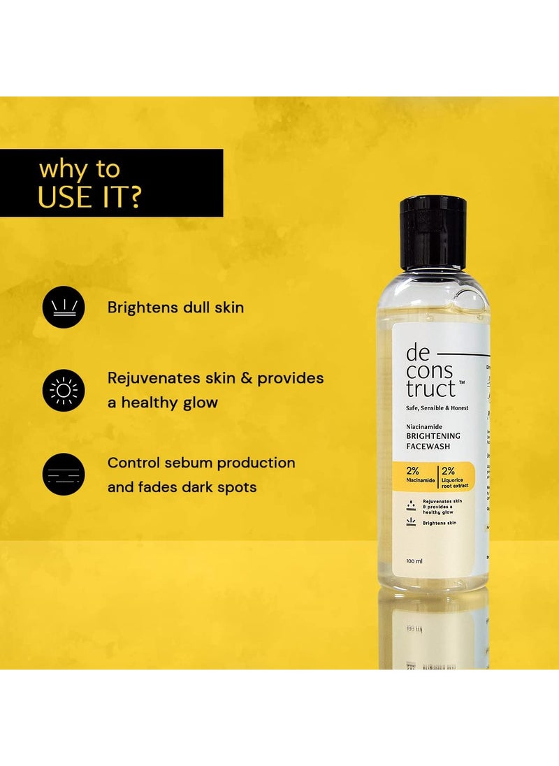 Deconstruct Niacinamide Brightening Facewash | 2% Niacinamide + 2% Liquorice Root Extract | Cleanses, Brightens | Face Wash for Tan Removal, Clear and Bright Skin & Glowing Skin | 100 ml  - Image 4