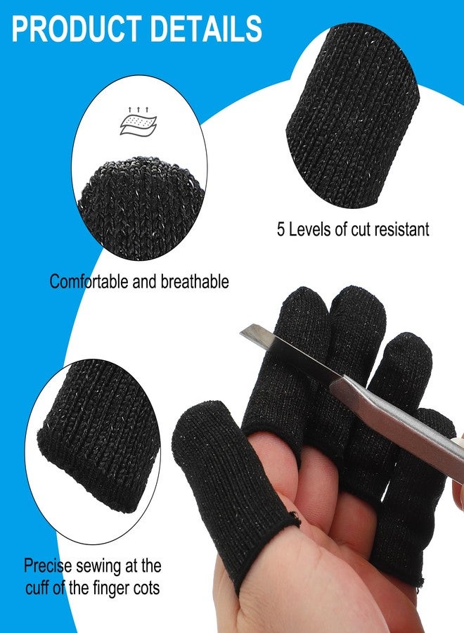 PATIKIL Cut Resistant Finger Cots Protectors 2.4 x 1 Inch, 20 Pcs Reusable Anti-Cut Finger Sleeve Covers for Kitchen Food Cutting Sculpture Work Garden, Black - Image 3