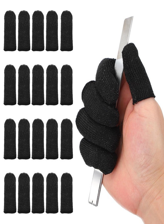PATIKIL Cut Resistant Finger Cots Protectors 2.4 x 1 Inch, 20 Pcs Reusable Anti-Cut Finger Sleeve Covers for Kitchen Food Cutting Sculpture Work Garden, Black - Image 1