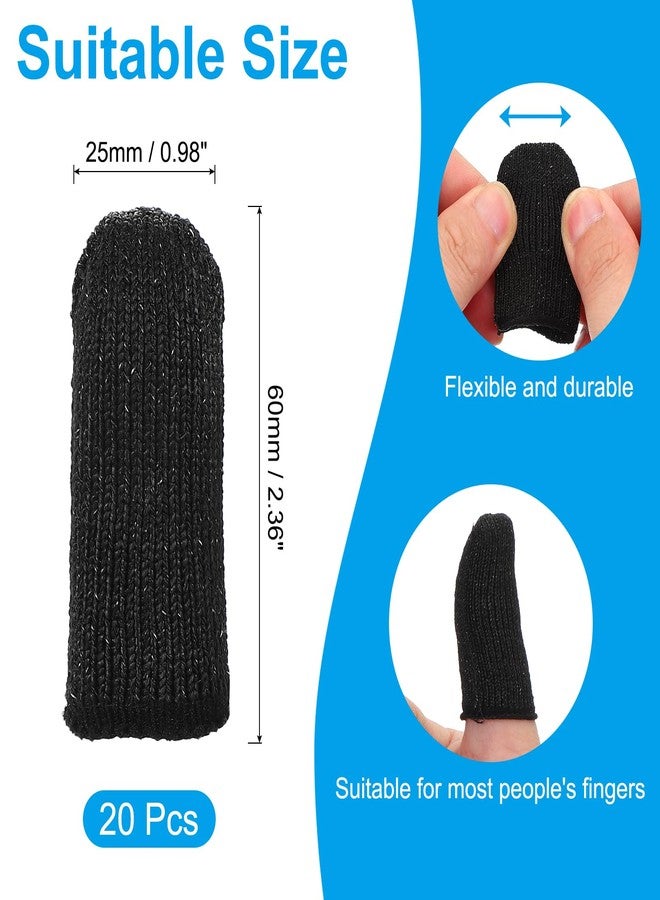 PATIKIL Cut Resistant Finger Cots Protectors 2.4 x 1 Inch, 20 Pcs Reusable Anti-Cut Finger Sleeve Covers for Kitchen Food Cutting Sculpture Work Garden, Black - Image 2