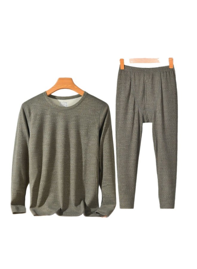 Men's Wool And Silk Thermal Underwear Ab Two-sided Set, Fleece-lined Thickened Couples Cold-proof Autumn Clothes And Pants - Image 5