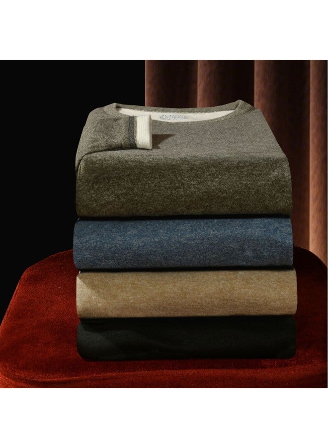 Men's Wool And Silk Thermal Underwear Ab Two-sided Set, Fleece-lined Thickened Couples Cold-proof Autumn Clothes And Pants - Image 2