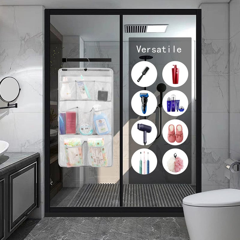 ANZORG Mesh Shower Organizer Hanging Caddy Quick Dry Bathroom Storage for Toiletry Accessories with Rotating Hanger (8 Pockets) - Image 2