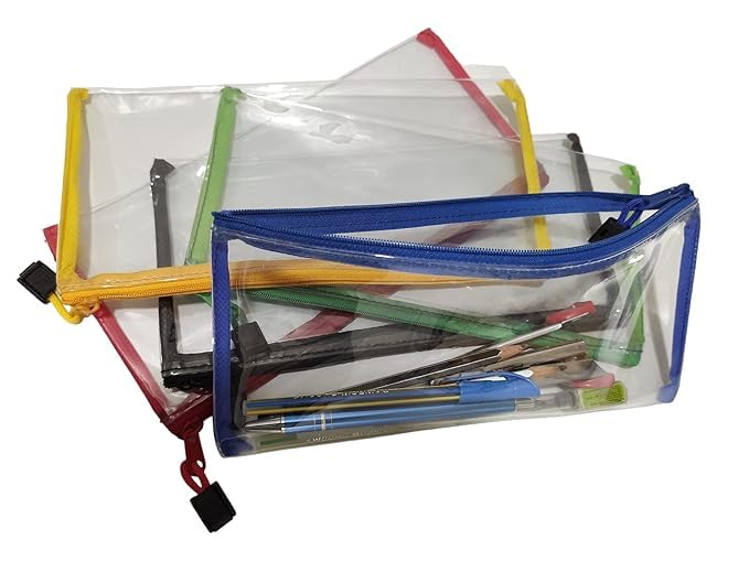 GLIMM Transparent PVC Zipper Pencil case Secure & Portable Pack of 6 - Image 2