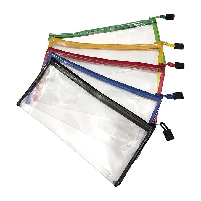 GLIMM Transparent PVC Zipper Pencil case Secure & Portable Pack of 6 - Image 1