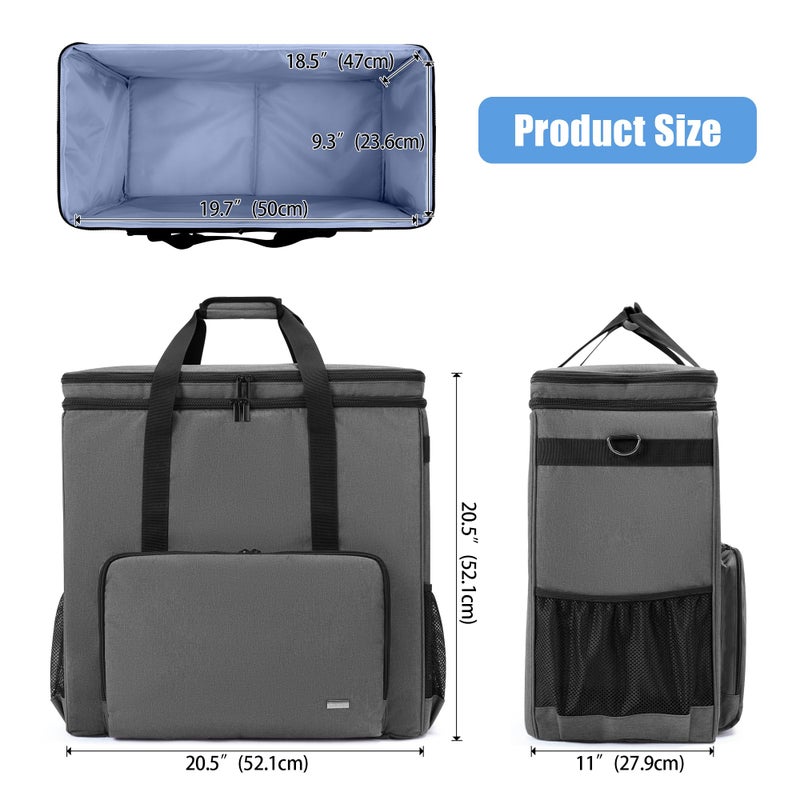 CURMIO Dual-Layer PC Carrying Case, Desktop Travel Bag with Removable Bottom Board for PC Tower, Keyboard, Mouse, Bag Only, Grey - Image 5