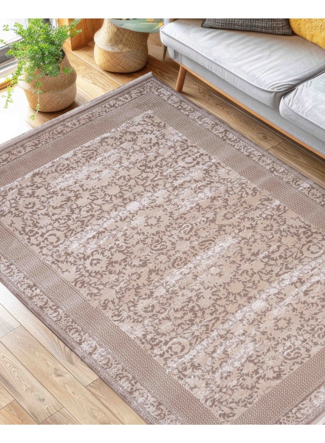 Almas Kavir Carpet سجادة مصنوعة منسوجة بقوام ناعم | تصميم بخور تراثي - رمادي | الحجم - 150x225 سم (5x7 قدم) | لغرفة عائلية متوسطة الحجم، غرفة نوم مع أسرّة ملكية، منطقة طعام تتسع لـ 4-6 أشخاص، ممرات المدخل وردهات الاستقبال - Image 2