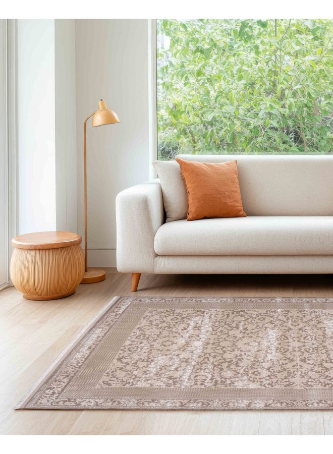 Almas Kavir Carpet سجادة مصنوعة منسوجة بقوام ناعم | تصميم بخور تراثي - رمادي | الحجم - 150x225 سم (5x7 قدم) | لغرفة عائلية متوسطة الحجم، غرفة نوم مع أسرّة ملكية، منطقة طعام تتسع لـ 4-6 أشخاص، ممرات المدخل وردهات الاستقبال - Image 1