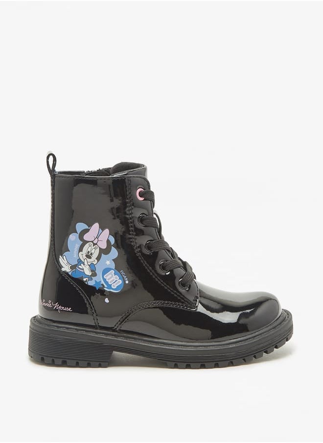 Disney Minnie Mouse Print Ankle Boots with Lace-Up Closure  - Image 3