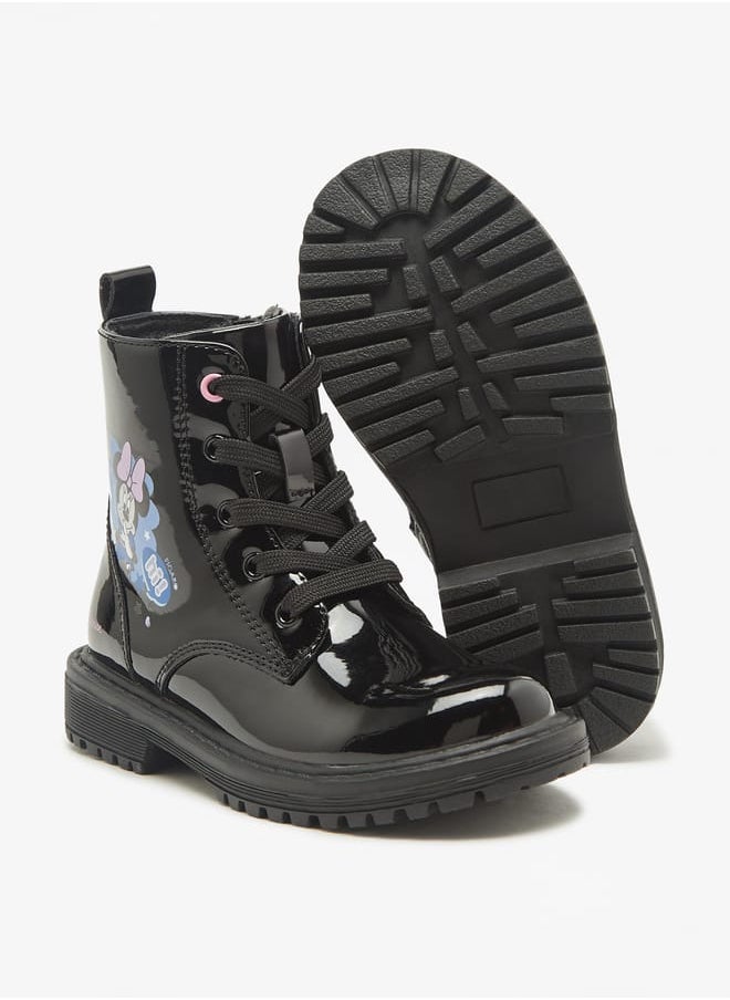 Disney Minnie Mouse Print Ankle Boots with Lace-Up Closure  - Image 4